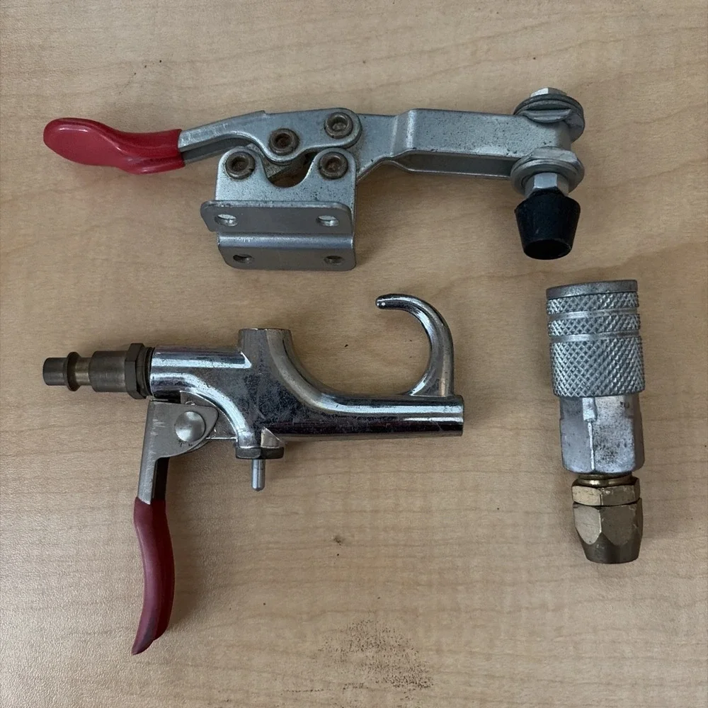 Lot of 3 Industrial Parts Toggle Clamp Air Blow Gun Quick Connect Coupler Untest